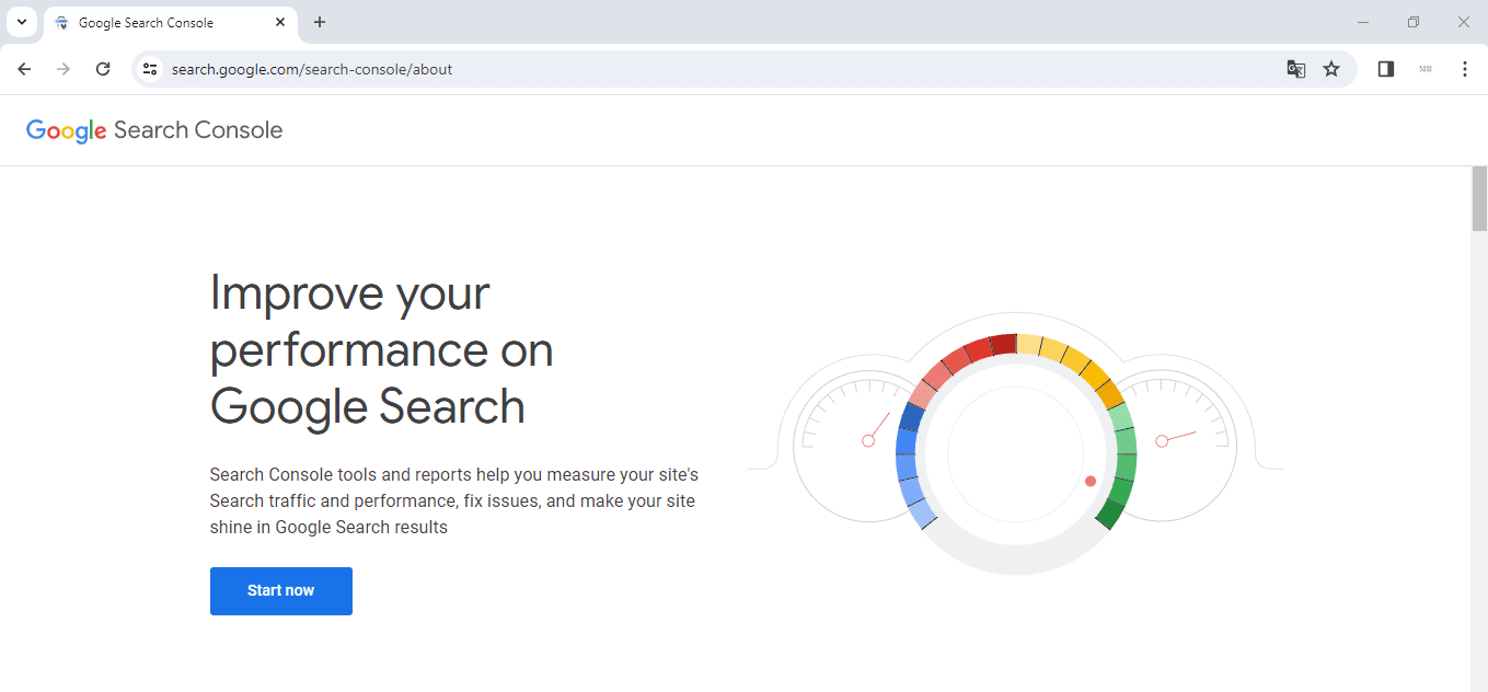 Početna stranica Google Search konzole