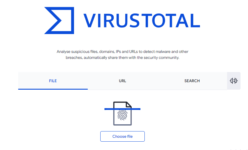 Virustotal početna stranica